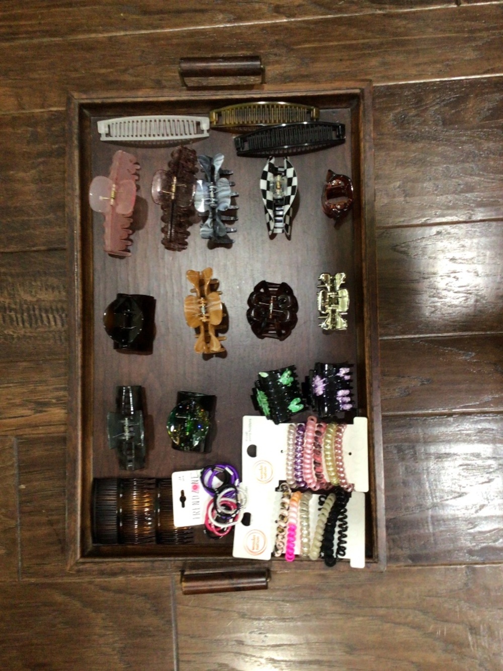 Tray of Hair accessories. Some are new. All in great shape.